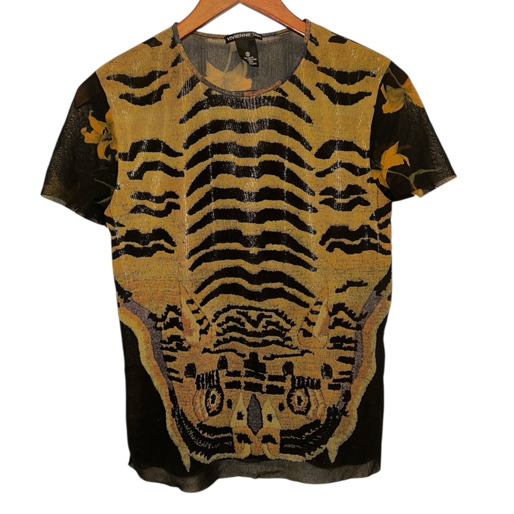 Vivienne Tam Black and Gold Tiger Graphic Tee